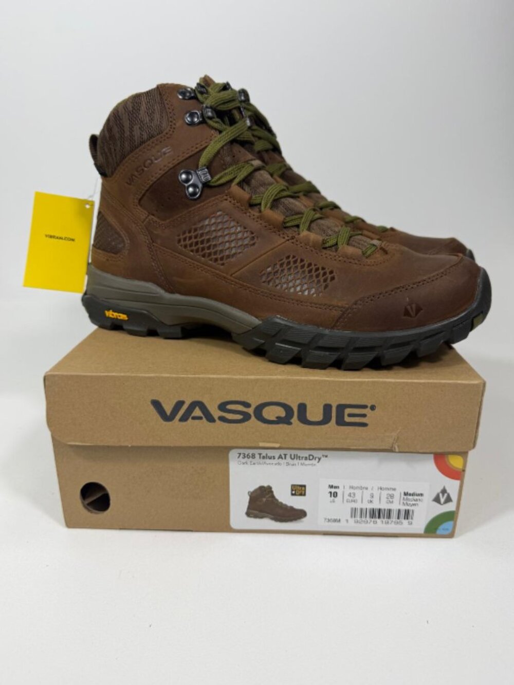 Vasque Men's Talus Mid Waterproof Hiking Boot Brown Leather Size 10